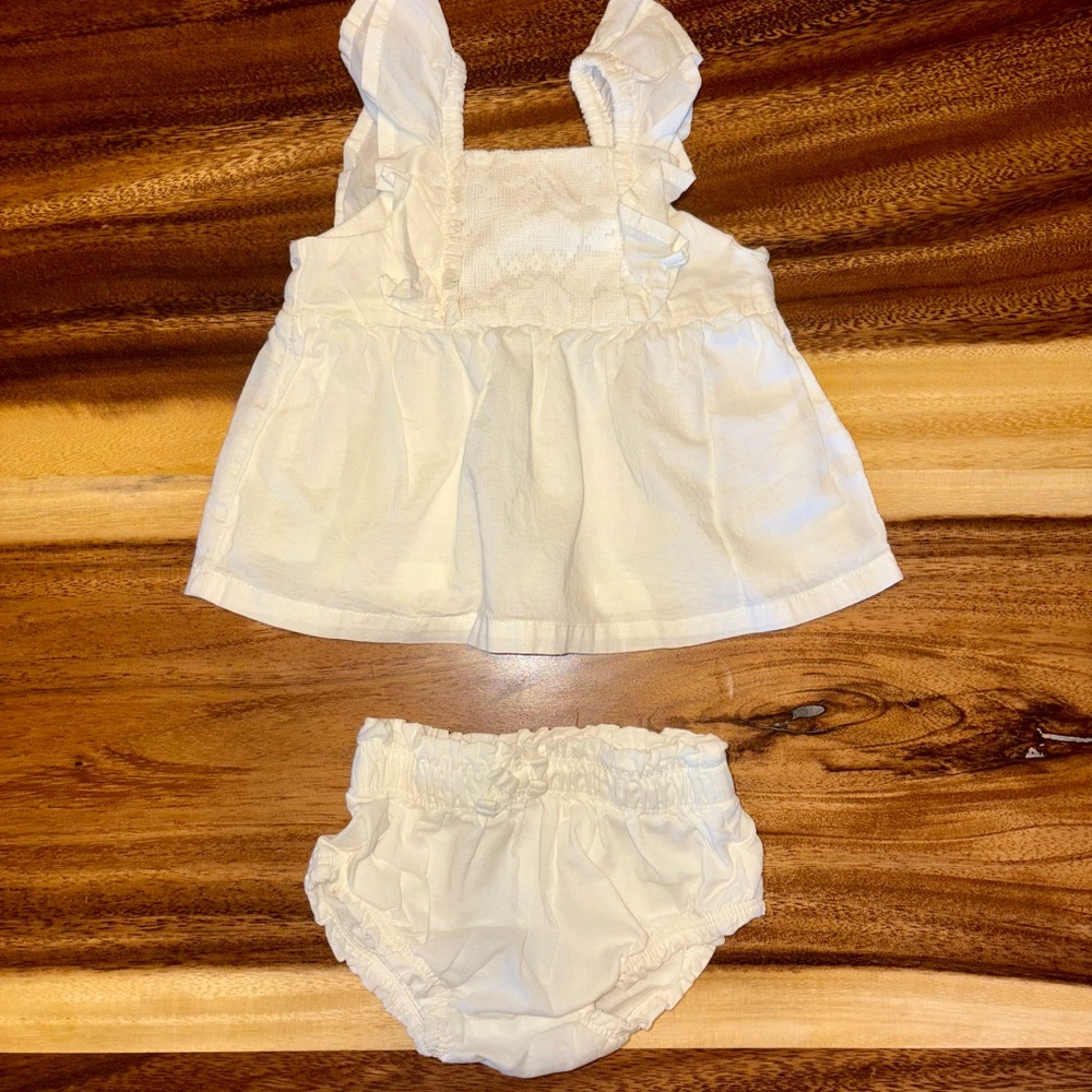 Carter's White Cotton Dress with Ruffle Details